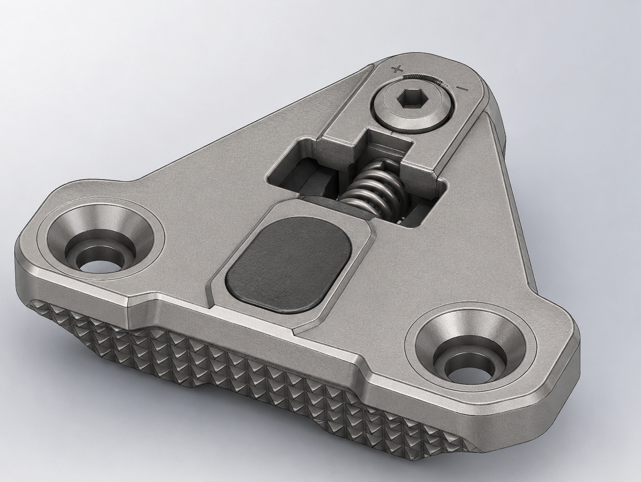 Input: rendered mechanical part with lighting and material texture.
